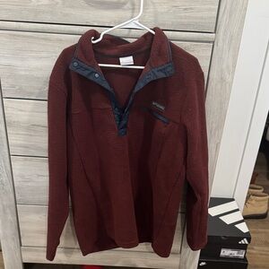Columbia Burgundy Fleece with Dark Blue Trim